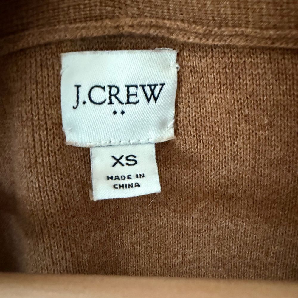 J. Crew Chelsea Sweater Blazer Hybrid Camel Brown Open-Front Cardigan Size XS - Picture 4 of 8